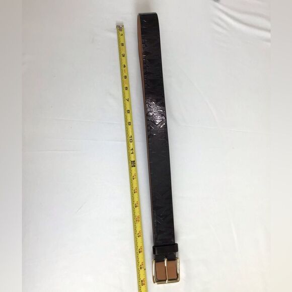 MICHAEL Michael Kors Black Synthetic Patent Leather Logo MK Belt Size Medium - Picture 11 of 11